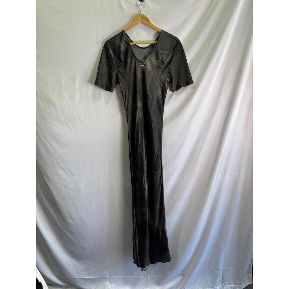Silk Laundry Black Seashells Short Sleeve Bias Dress Size L (Read Description) - Picture 5 of 8